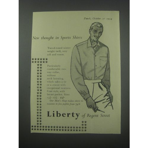 1954 Liberty of Regent Street Ad - New thought in Sports Shirts