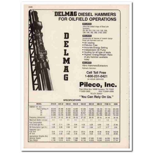 Pileco Inc 1993 Vintage Catalog Oil Field Delmag Diesel Hammers Pile