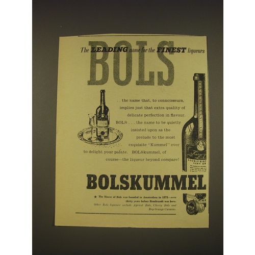 1955 Bols Bolskummel Ad - The leading name for the finest liqueurs Bols