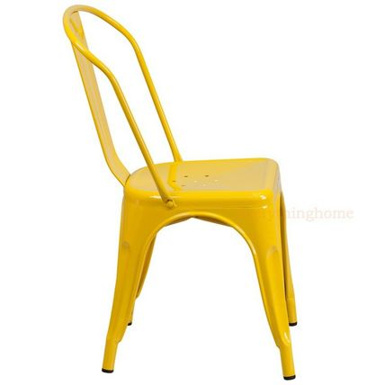 Tolix Style Yellow Metal Stack Industrial Chic Dining Chair 1-4 Unit Discounts