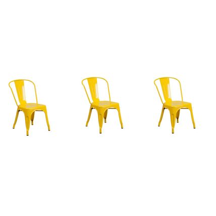 Tolix Style Yellow Metal Stack Industrial Chic Dining Chair 1-4 Unit Discounts