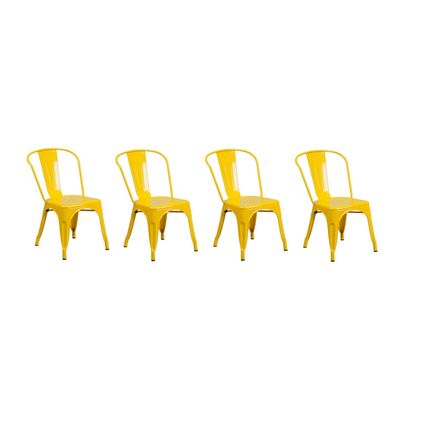 Tolix Style Yellow Metal Stack Industrial Chic Dining Chair 1-4 Unit Discounts