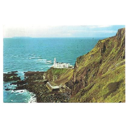 HARTLAND POINT LIGHTHOUSE and LUNDY ISLAND vintage used postcard 1969 pm =