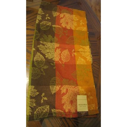 THANKSGIVING SONOMA AUTUMN MEDLEY STRIPED LEAVES 19" SQUARE LINEN NAPKINS