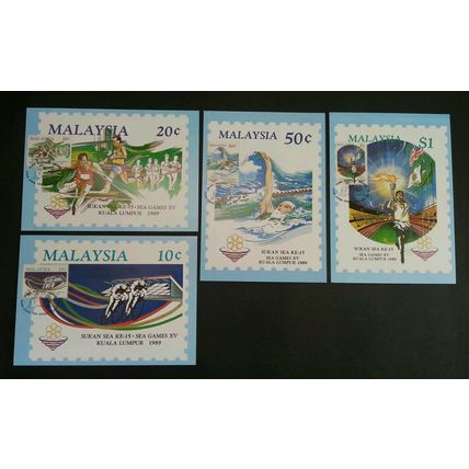 Malaysia SEA Games XV Kuala Lumpur 1989 Sport Swimming Cycling (maxicard) *Rare
