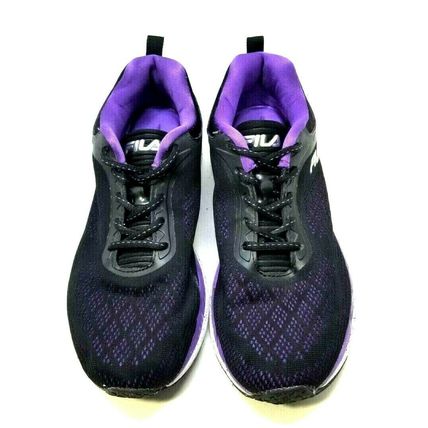 Women's Fila Memory Outreach Athletic Running Shoes Black Purple Size 9 (G25)