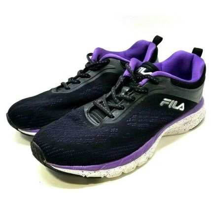Women's Fila Memory Outreach Athletic Running Shoes Black Purple Size 9 (G25)