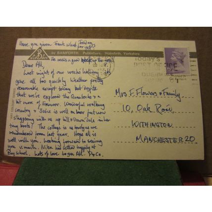 WEBBER'S POST, EXMOOR, Somerset used postcard by Bamforth 1982 postmark =