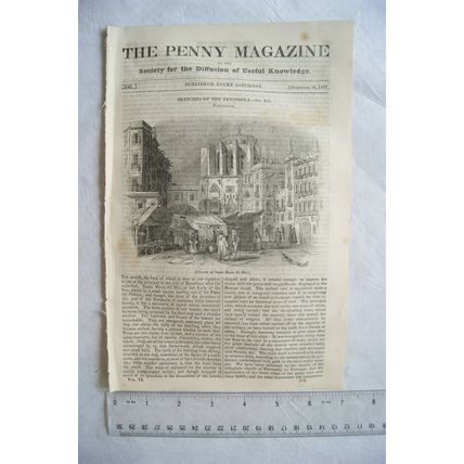 1837 The Penny Magazine No. 366 London Zoo, Barcelona, wren, Guiana, artisans
