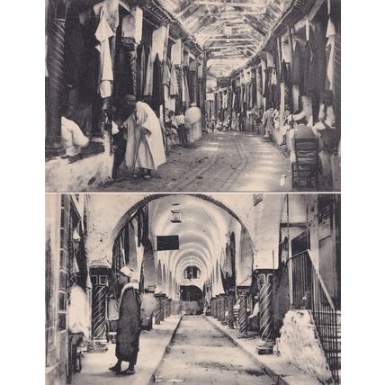 Tunis Tunesien Souk des Tailleurs Tailors Etoffes 2x African Market Postcard s