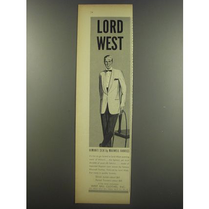 1956 Lord West Fashion Ad - Himanti Silk by Maxwell Fabrics
