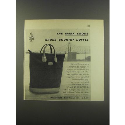 1956 Mark Cross Cross Country Duffle Bag Advertisement