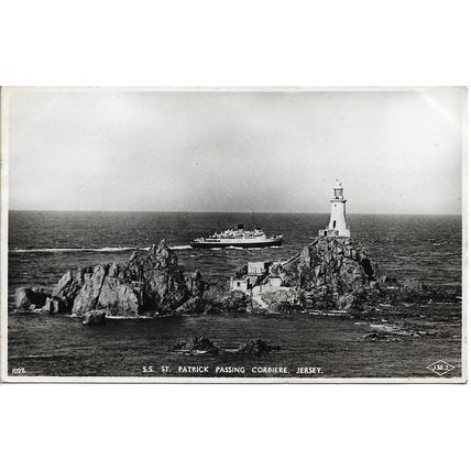 Vintage 1953 Photographic Postcard - S.S. St. Patrick Passing Corbiere, Jersey