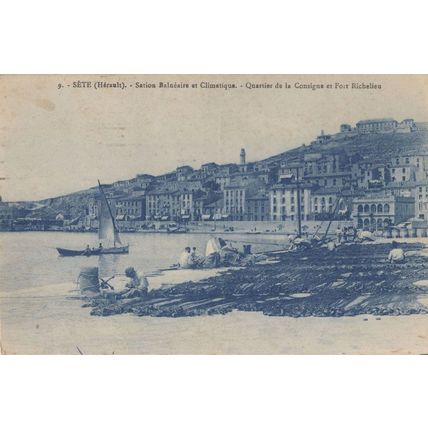 Sete Sation Balneaire Antique French Boats Rare Old Postcard