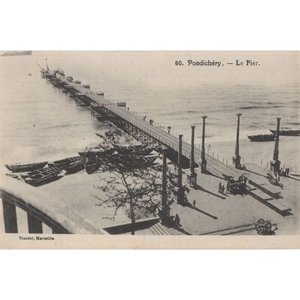 Pondichery Le Pier Antique French Postcard