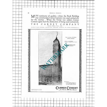 The Book Tower Detroit Michigan Carney / Alfred Tayloe Memphis - 1927 Advert