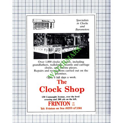 The Clock Shop Frinton On Sea Essex Small Advert - 1988 Cutting