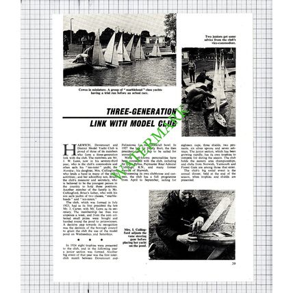 Harwich Dovercourt and District Model Yacht Club Cullingford - 1969 Article