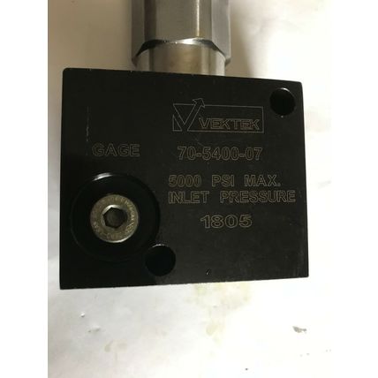 VEKTEK GAGE 70-5400-07 PRESSURE LIMIT VALVE 5000PSI MAX INLET PRESSURE 1000-3,SC
