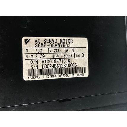 YASKAWA SGMP-08AWYR33 AC SERVO MOTOR 3000rpm, 200v, 750W,DJ