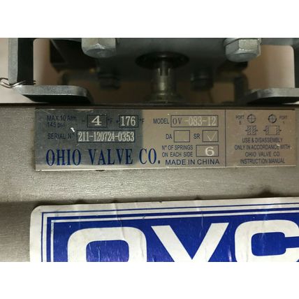 2" OHIO VALVE OV-083-12 ACTUATOR VALVE,UM28,FMFB-5120,N3S,176f,2 1000WOG CF8M,SN