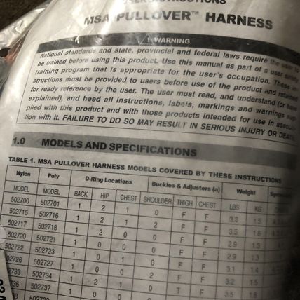 NEW MSA 10035997,MSA Z(FP) PN 10035997 PULLOVER SAFETY HARNESS 320LBS,AA