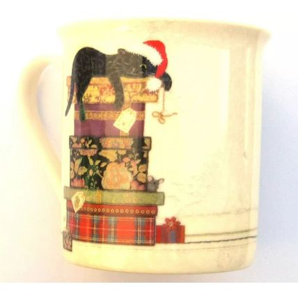 Black Christmas Cat Mug fine China 8.5 CM - Festive Gift Tableware Ceramic
