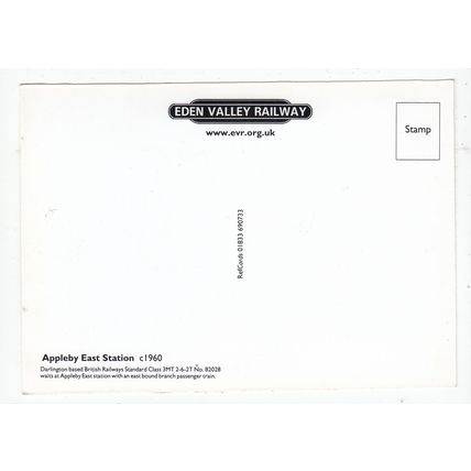 Steam Locomotive at Appleby East Station Eden Valley Railway Modern Postcard