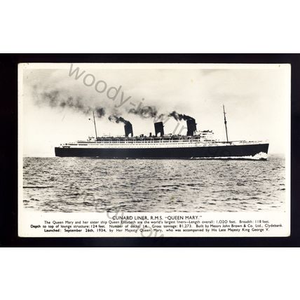 LS2723 - Cunard Liner - Queen Mary - built 1936 - postcard