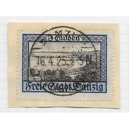 DANZIG 1924 CITY VIEWS 3 GULDEN 3G BLUE USED Mi 209