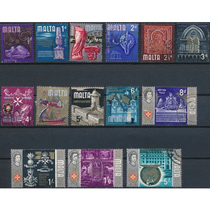 Independence: 14 Values - Malta 1965 - F H - SG 330/9, 337b, 340, 342 & 346