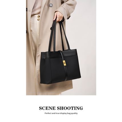 Genuine Leather Women Tote Bags Black