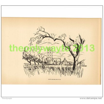 SAINT-MICHEL-DE-CUXA, FRANCE, BOOK PLATE/PRINT BY HELEN KAPP, 1939