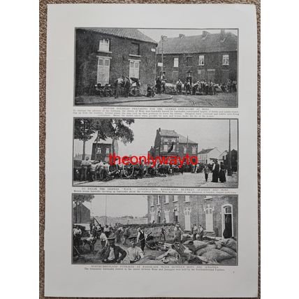 Preparations At Mons, Northumberland Fusiliers, WW1, Book Illustration (Print)