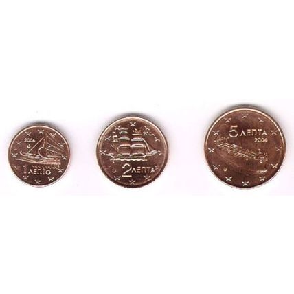 Greece 2004 - Mini Set of 3 Euro Coins (UNC) **NEW**
