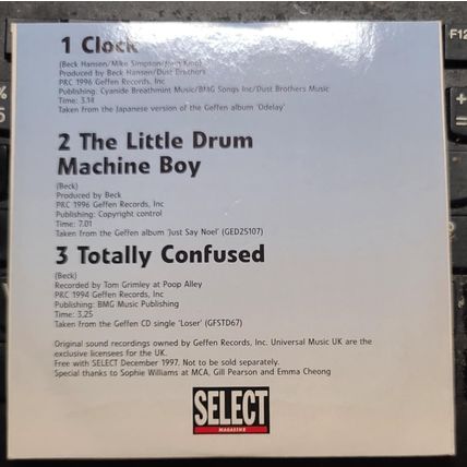 Beck CD Promo Select Magazine CD Clock Single CD 3 Tracks 2000