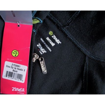 Zumba Long sleeve zip up Instructor Hoodie Sweat Top Black Multi S