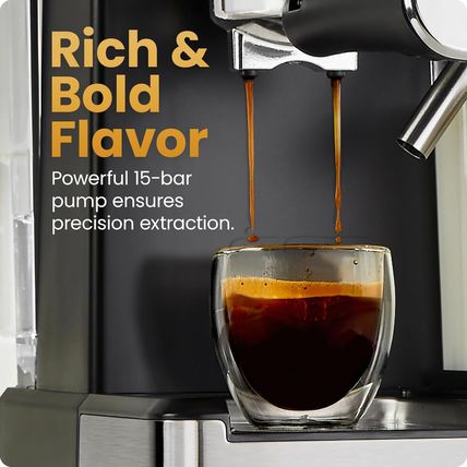 Chefman Cafémaster Pro Espresso Machine, Brew Single or Double Shots, Coffee Mak