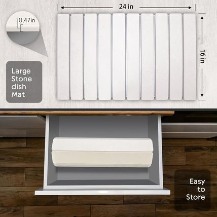 Large Stone Dish Drying Mat – 28" X 16" Fast Drying Absorbent Collapsible Dish D