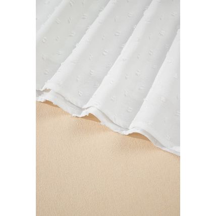 White Off Shoulder Ruffle Knotted Detail Swiss Dot Blouse