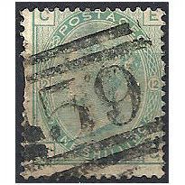 1875 SG150 1/- Green Plate 12 Good Used Check Letters "EC".