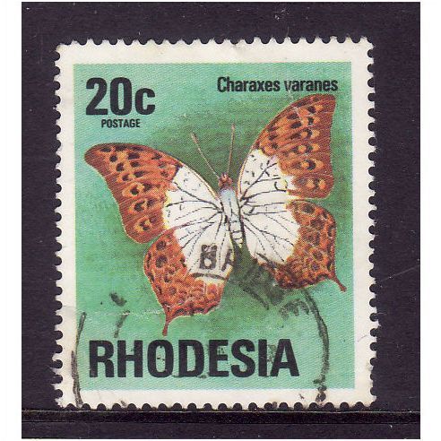 RHODESIA 1974 20c BUTTERFLY SG 503 FINE USED#2