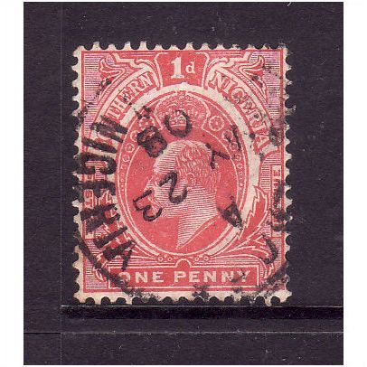 SOUTHERN NIGERIA 1910 1d CARMINE RED SG34ab FINE USED