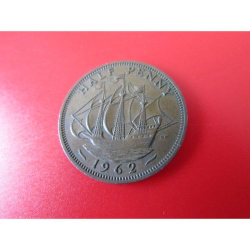 1962 QUEEN ELIZABETH II HALFPENNY - COIN - 2 FREE POST AH