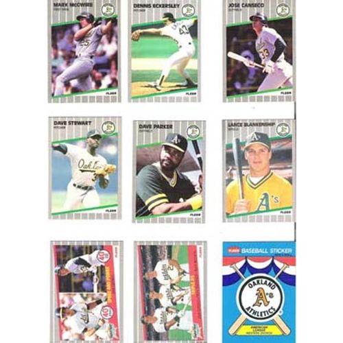 1989 Fleer World Champs Oakland Athletics team set 28 cards & Team sticker