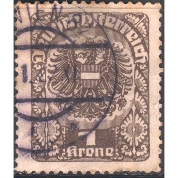 Austria 1919 - SG354 - 1k red on yellow - Republican Arms - used