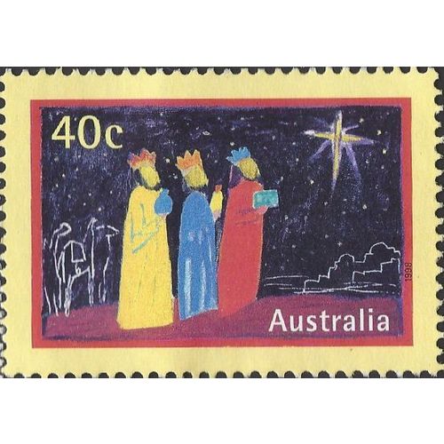 AUSTRALIA, CHRISTMAS, Three Kings bear gifts, yellow 1998, 40c