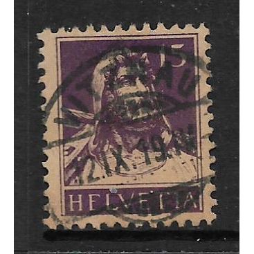 SWITZERLAND 1914 WILLIAM TELL 15c PURPLE ON BUFF SG 284 FINE USED#
