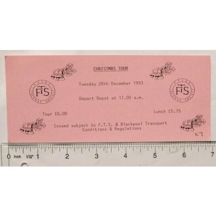 1993 F.T.S. & Blackpool Transport Christmas Tour ticket