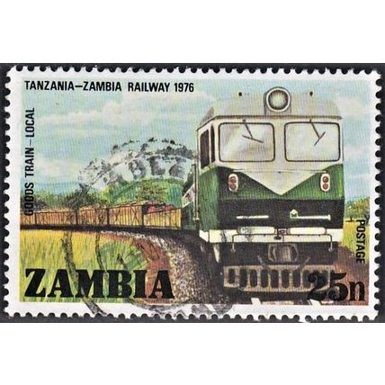 ZAMBIA, 1976 25n Goods Train, SG256 (Scott #165), used